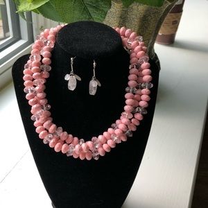 Necklace and earrings.